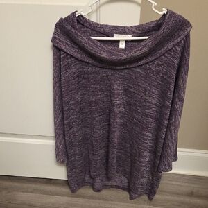 Dress Barn Heathered Purple Cowl Neck Sweater
